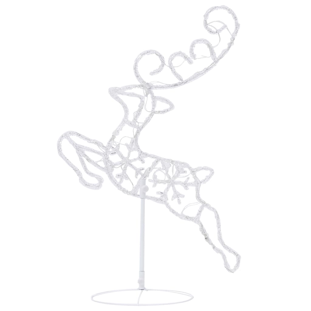 Decorazione natalizia LED renna e slitta in acrilico 260x21x87 cm colorata