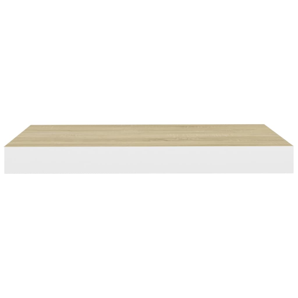 Schweberegale 2 Stk. Eichen-Optik und Weiß 50x23x3,8 cm MDF