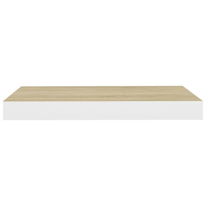 Schweberegale 2 Stk. Eichen-Optik und Weiß 50x23x3,8 cm MDF