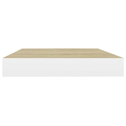 Schweberegale 2 Stk. Eichen-Optik und Weiß 50x23x3,8 cm MDF