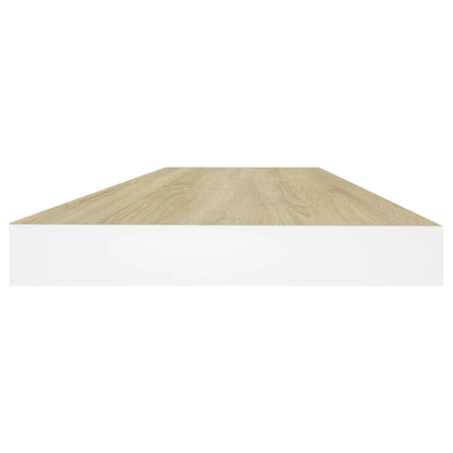 Schweberegal Eichen-Optik und Weiß 60x23,5x3,8 cm MDF