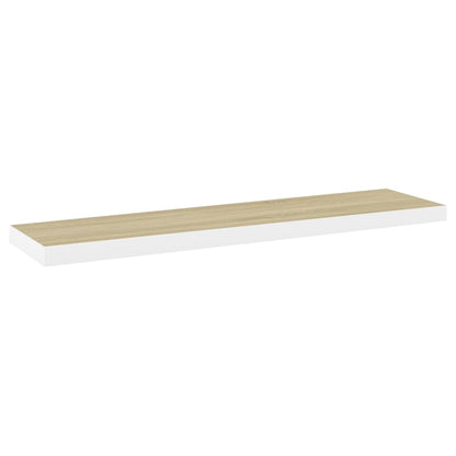 Schweberegale 2 Stk. Eiche und Weiß 90x23,5x3,8 cm MDF