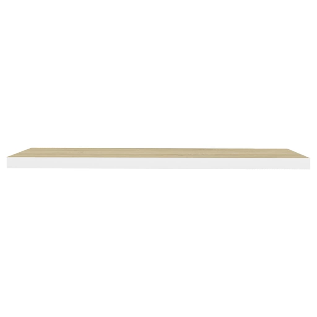 Schweberegale 2 Stk. Eiche und Weiß 90x23,5x3,8 cm MDF