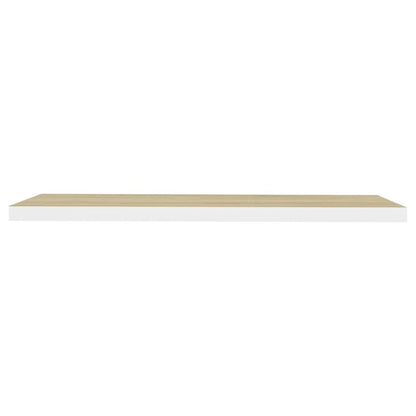 Schweberegale 2 Stk. Eiche und Weiß 90x23,5x3,8 cm MDF