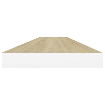 Schweberegale 2 Stk. Eiche und Weiß 90x23,5x3,8 cm MDF