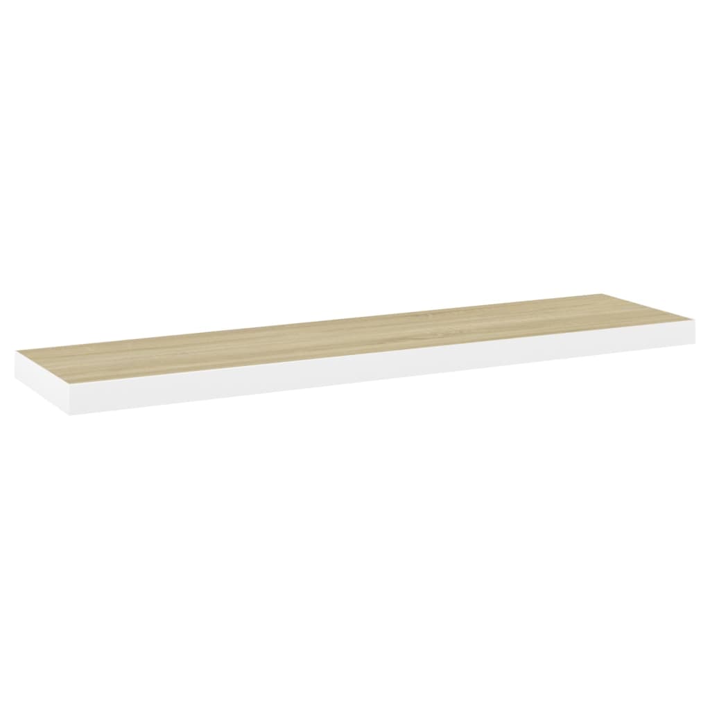 Schweberegale 2 Stk. Eichen-Optik und Weiß 120x23,5x3,8 cm MDF