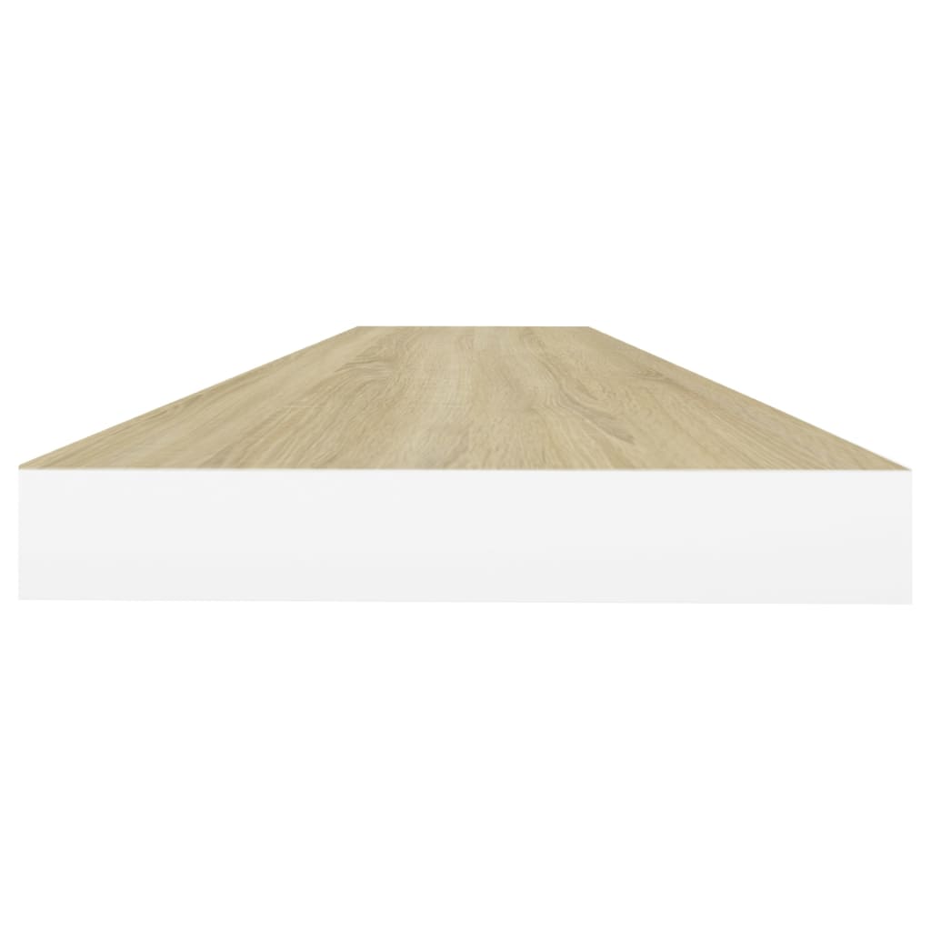 Schweberegale 2 Stk. Eichen-Optik und Weiß 120x23,5x3,8 cm MDF