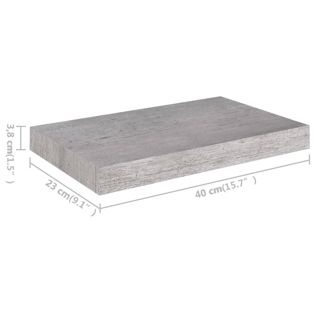 Schweberegale 2 Stk. Betongrau 40x23x3,8 cm MDF