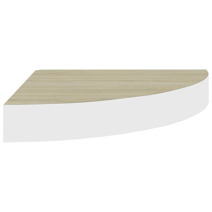 Eck-Wandregal 2 Stk. Eiche und Weiß 25x25x3,8 cm MDF