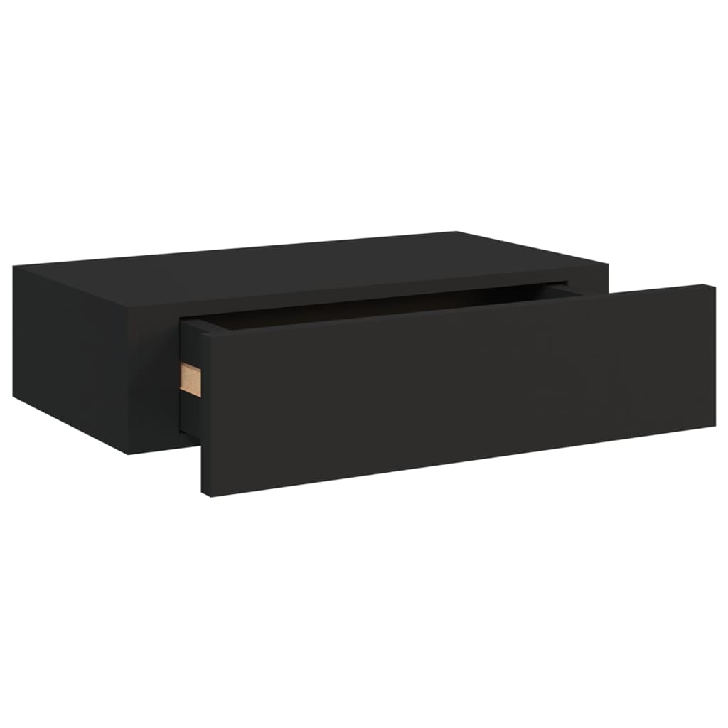 Wandregal mit Schublade Schwarz 40x23,5x10 cm MDF