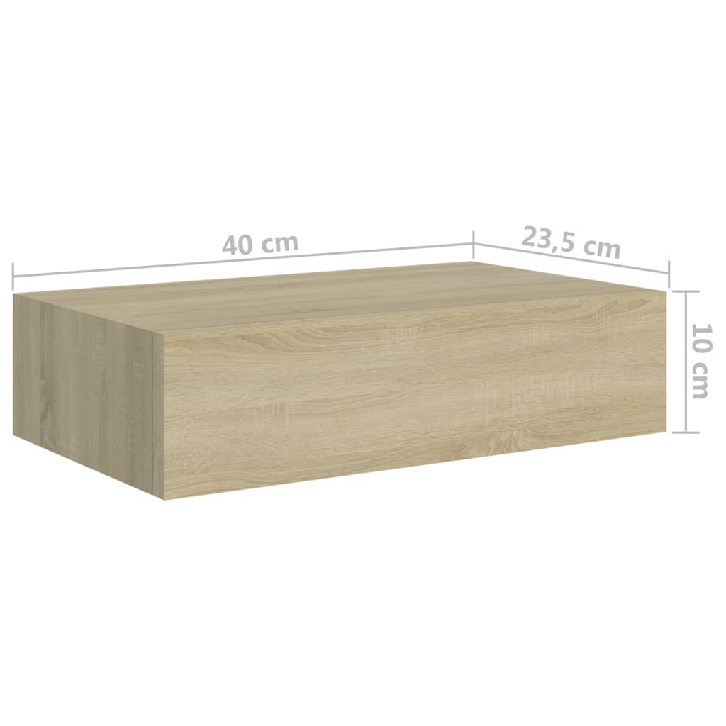 Wandregal mit Schublade Eichen-Optik 40x23,5x10 cm MDF