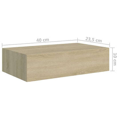 Wandregal mit Schublade Eichen-Optik 40x23,5x10 cm MDF