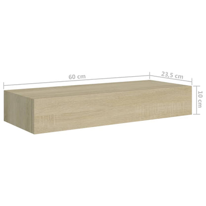 Wandregal mit Schublade Eichen-Optik 60x23,5x10 cm MDF