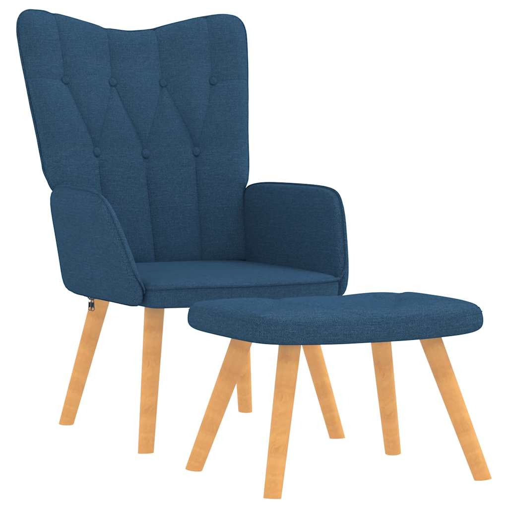 Relaxsessel mit Hocker Blau Stoff