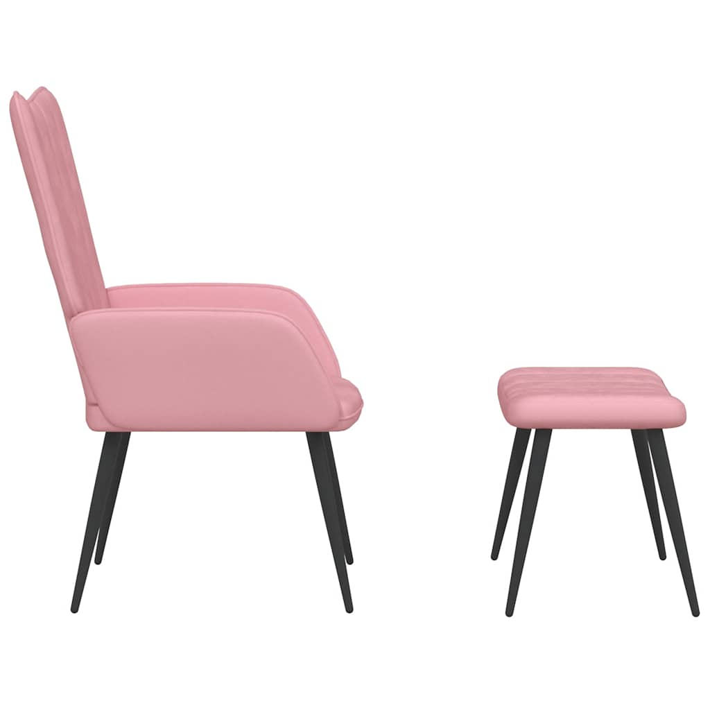 Relaxsessel mit Hocker Rosa Samt