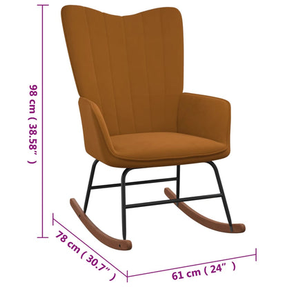 Schaukelstuhl mit Hocker Samt Braun