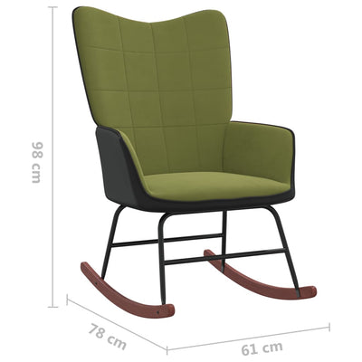 Schaukelstuhl Hellgrün Samt und PVC