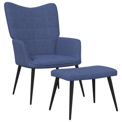 Relaxsessel mit Hocker Blau Stoff