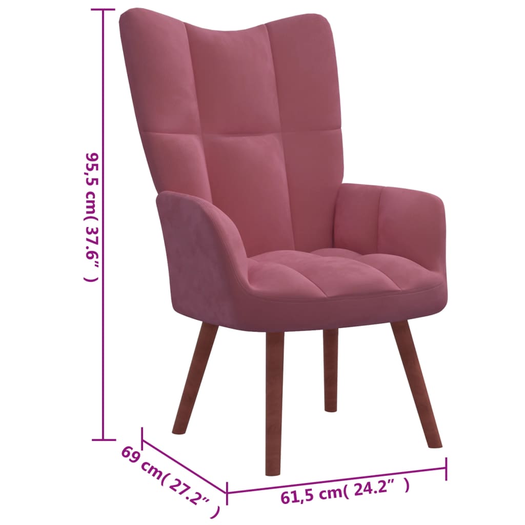 Relaxsessel mit Hocker Rosa Samt