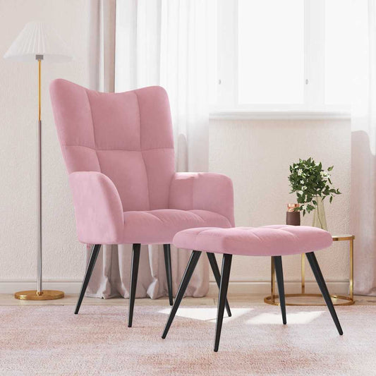 Relaxsessel mit Hocker Rosa Samt