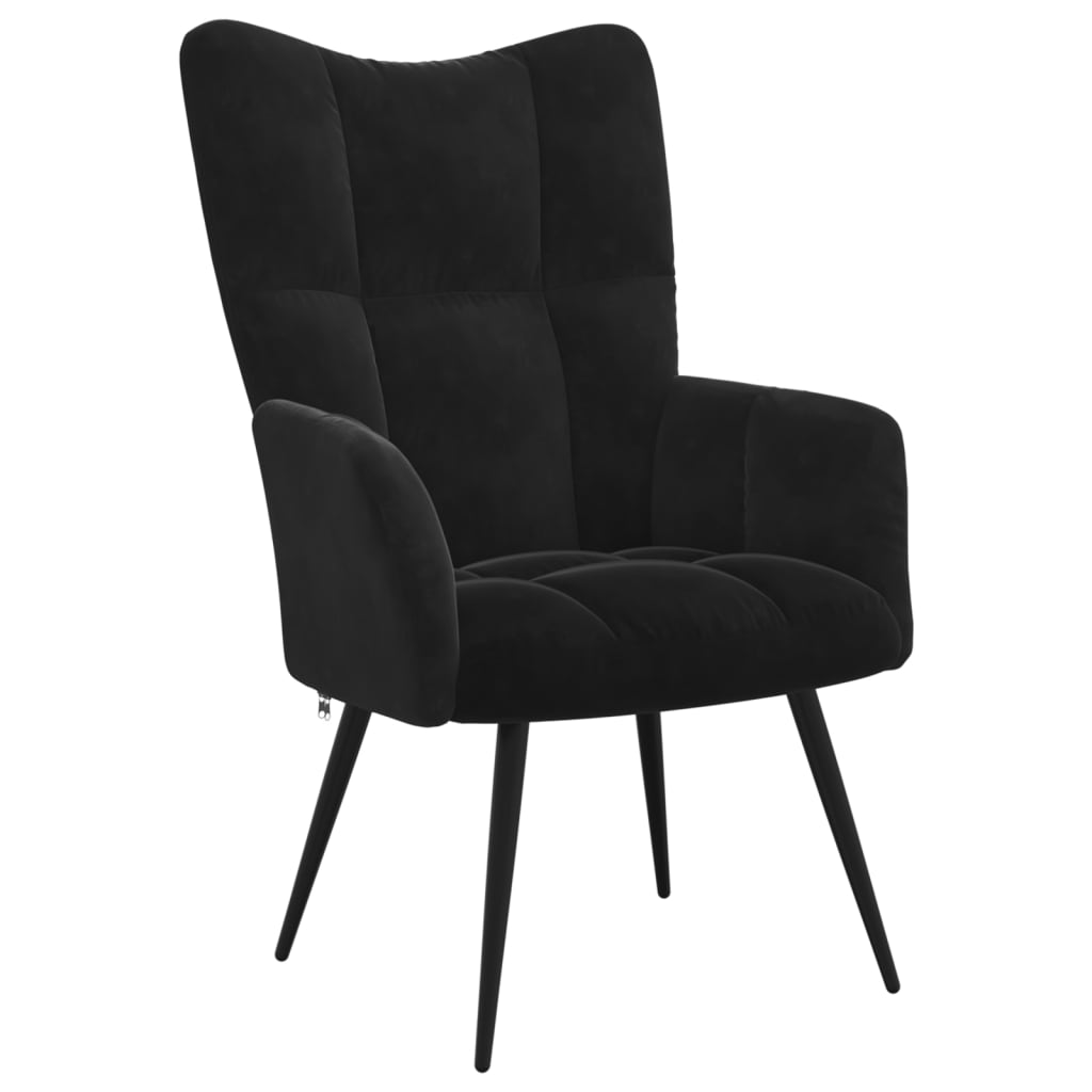 Relaxsessel mit Hocker Schwarz Samt