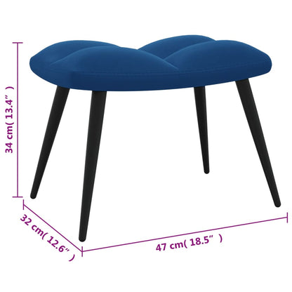 Relaxsessel mit Hocker Blau Samt