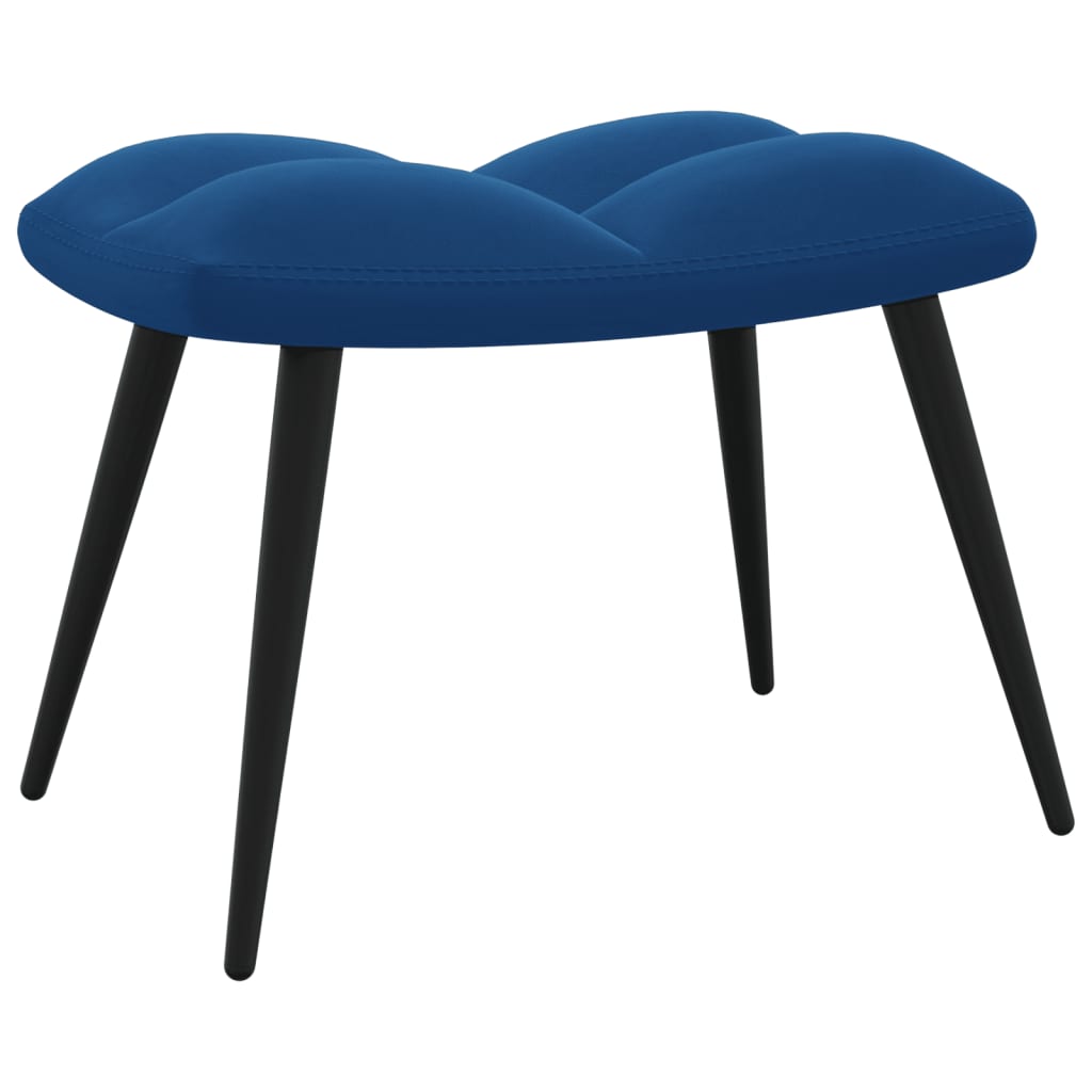 Relaxsessel mit Hocker Blau Samt