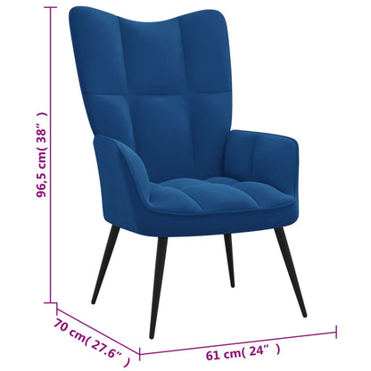 Relaxsessel mit Hocker Blau Samt