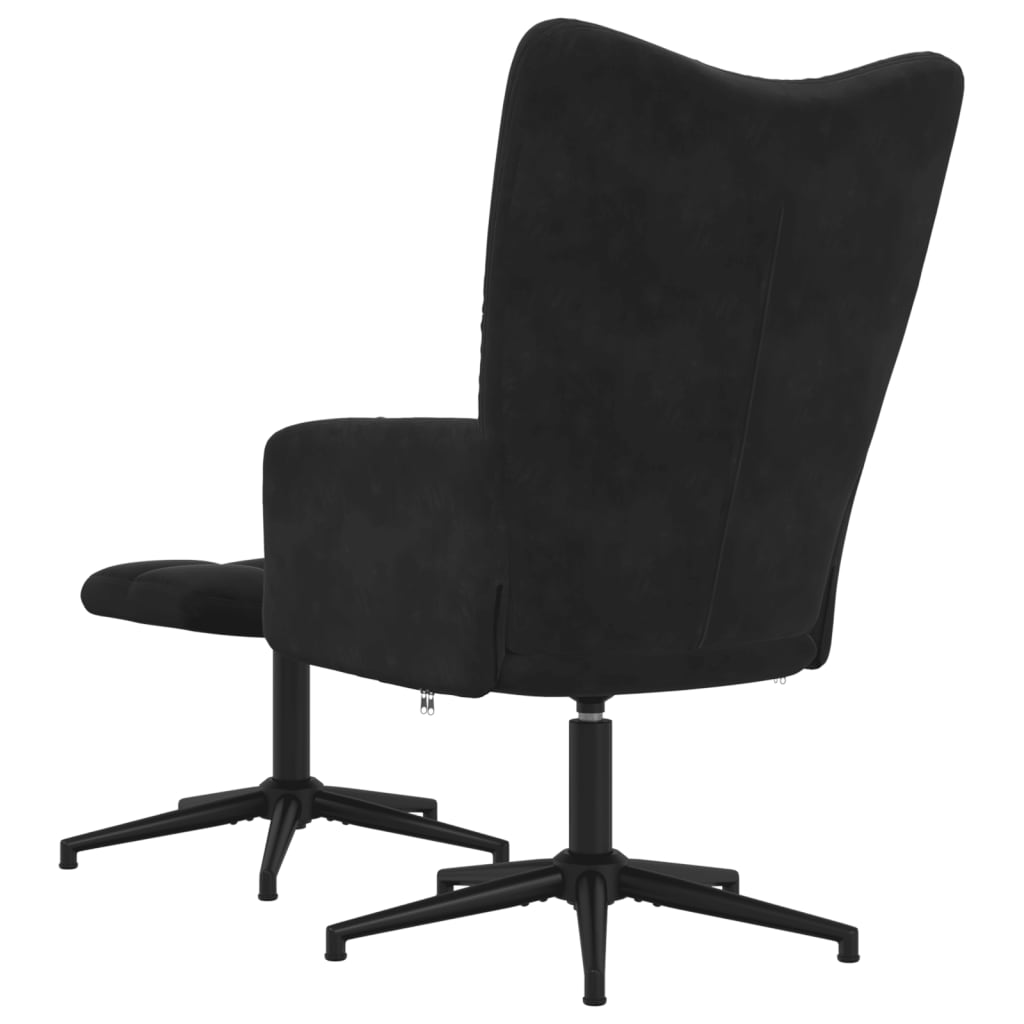 Relaxsessel mit Hocker Schwarz Samt