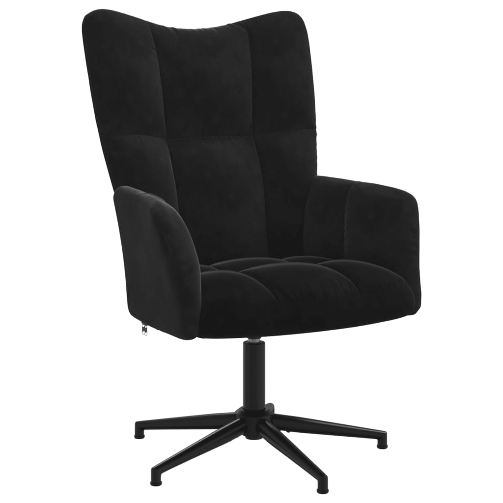 Relaxsessel mit Hocker Schwarz Samt