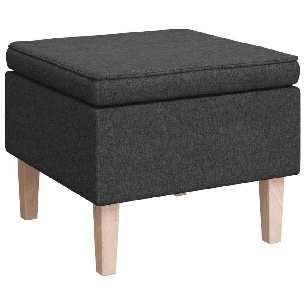 Hocker mit Holzbeinen Dunkelgrau Stoff