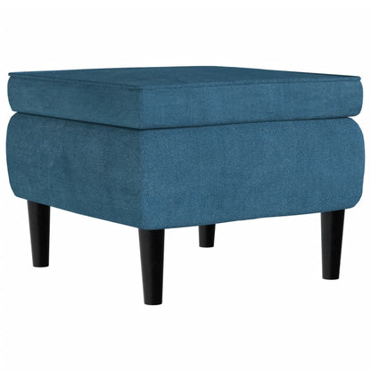 Hocker mit Holzbeinen Blau Samt