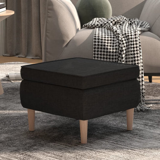 Hocker mit Holzbeinen Schwarz Stoff