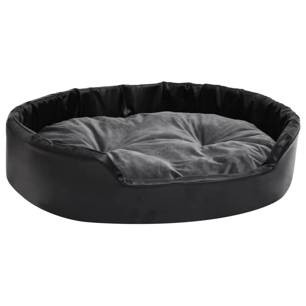 Hundebett Schwarz-Dunkelgrau 90x79x20 cm Plüsch und Kunstleder