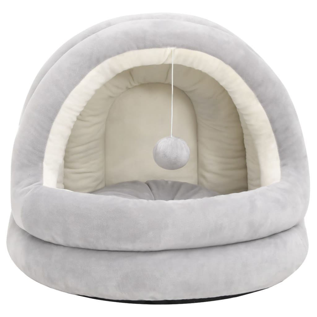 Katzenbett 40x40x35 cm Grau und Creme
