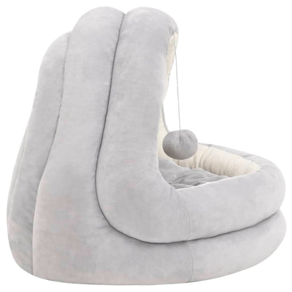 Katzenbett 40x40x35 cm Grau und Creme