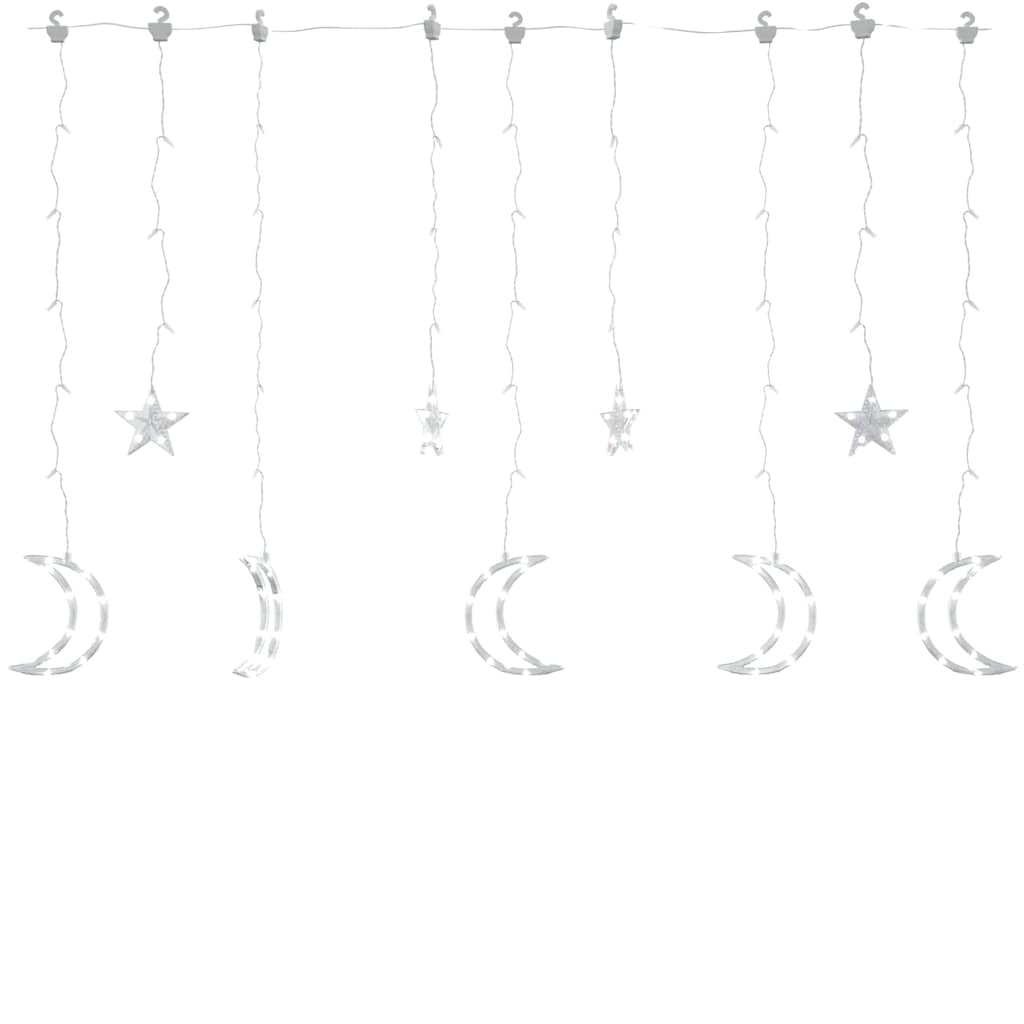 Lichterketten Stern und Mond Fernbedienung 138 LEDs Kaltweiß