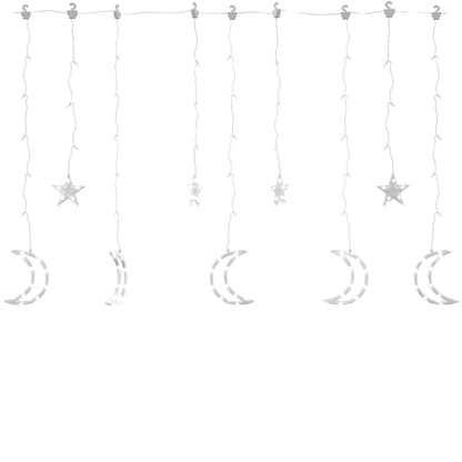 Lichterketten Stern und Mond Fernbedienung 138 LEDs Kaltweiß