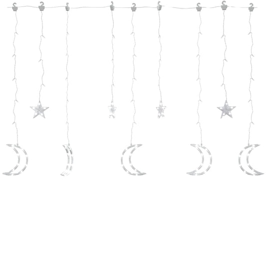 Lichterketten Stern und Mond Fernbedienung 138 LEDs Kaltweiß
