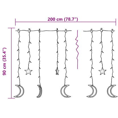 Lichterketten Stern und Mond Fernbedienung 138 LED Bunt