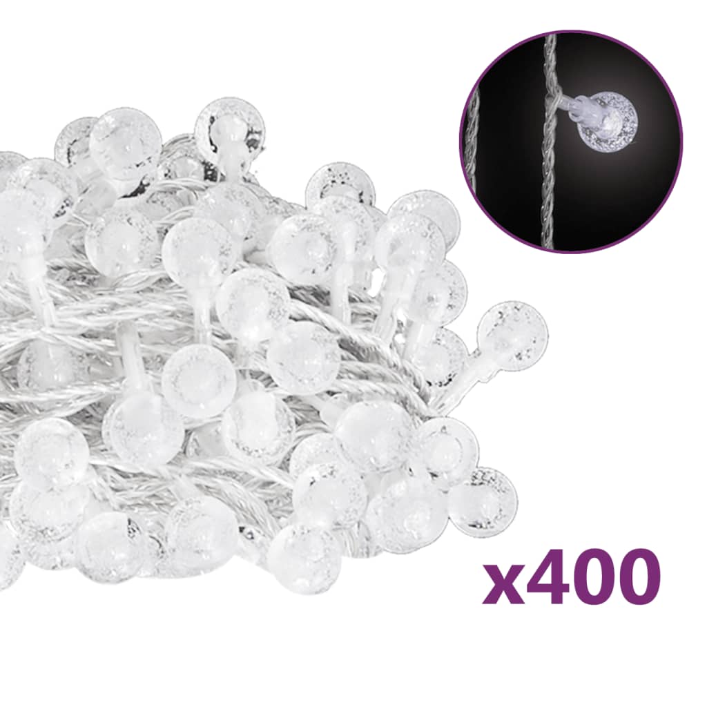 Lichterkette Kugeln 40 m 400 LED Kaltweiß 8 Funktionen