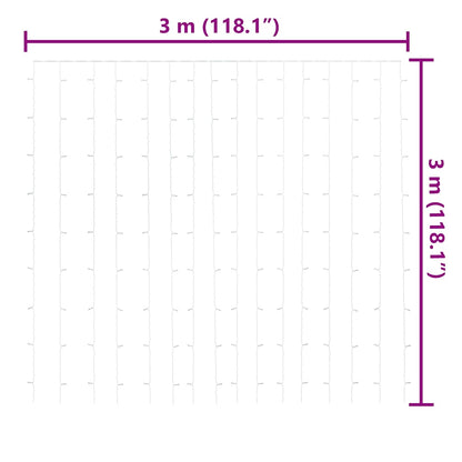 LED-Lichtervorhang 3x3 m 300 LED Kaltweiß 8 Funktionen