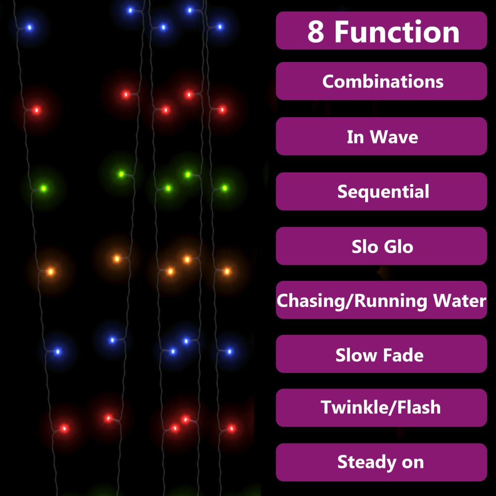 Catena luminosa solare, 5 pezzi, 5x200 LED, multicolore, per uso interno/esterno