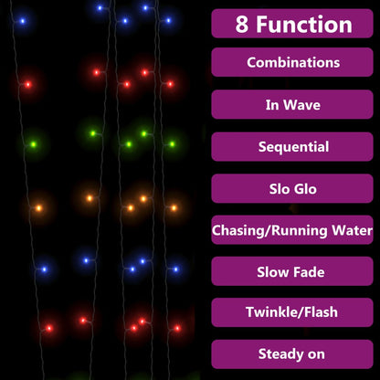 Catena luminosa solare, 5 pezzi, 5x200 LED, multicolore, per uso interno/esterno