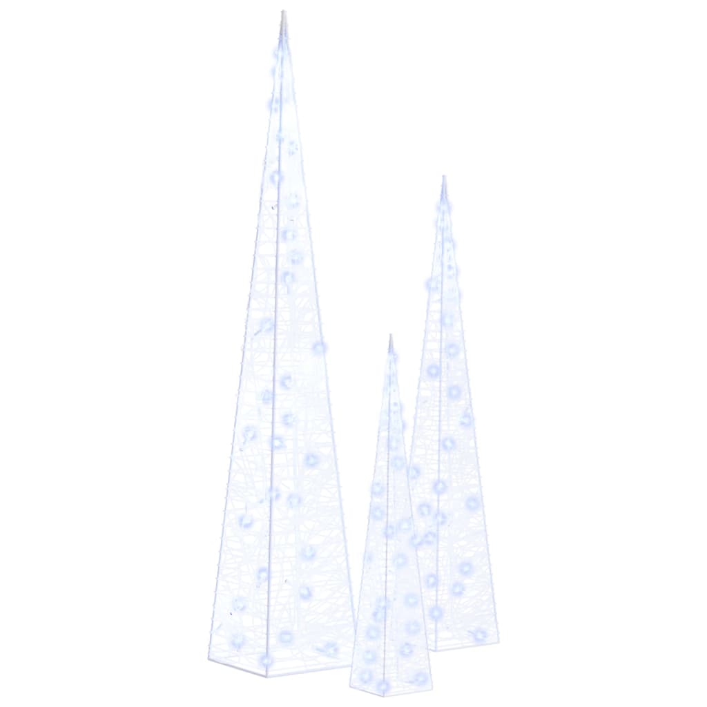 LED-Leuchtkegel-Set Acryl Deko Blau 30/45/60 cm