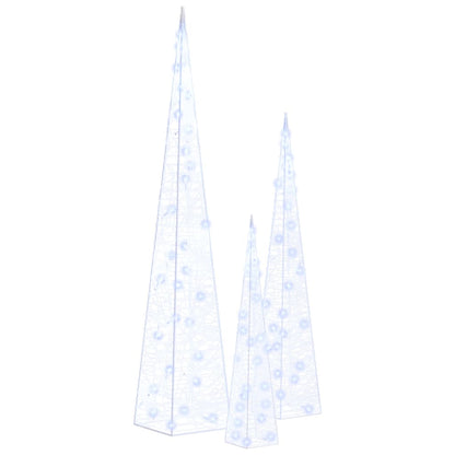 LED-Leuchtkegel-Set Acryl Deko Blau 30/45/60 cm