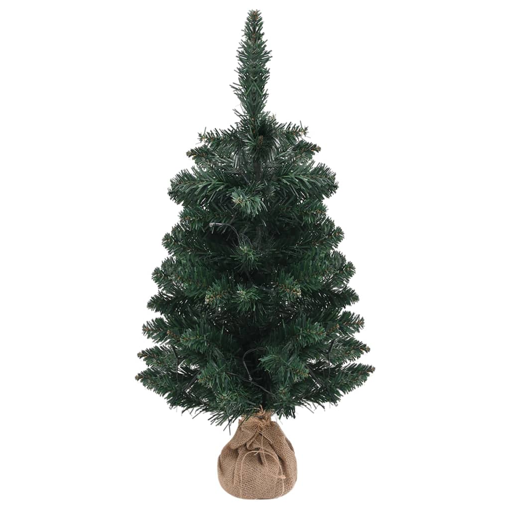 Künstlicher Weihnachtsbaum mit Beleuchtung & Ständer Grün 90 cm