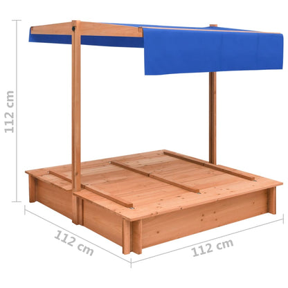 Sandkasten mit Dach Tannenholz 112x112x112 cm