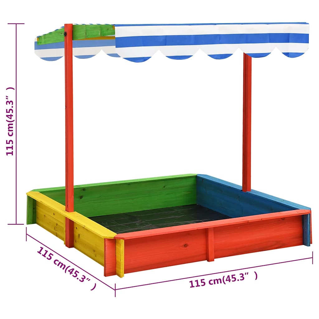 Sandkasten mit Verstellbarem Dach Tannenholz Mehrfarbig UV50