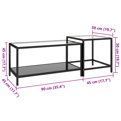 Beistelltische 2 Stk. Hartglas Schwarz